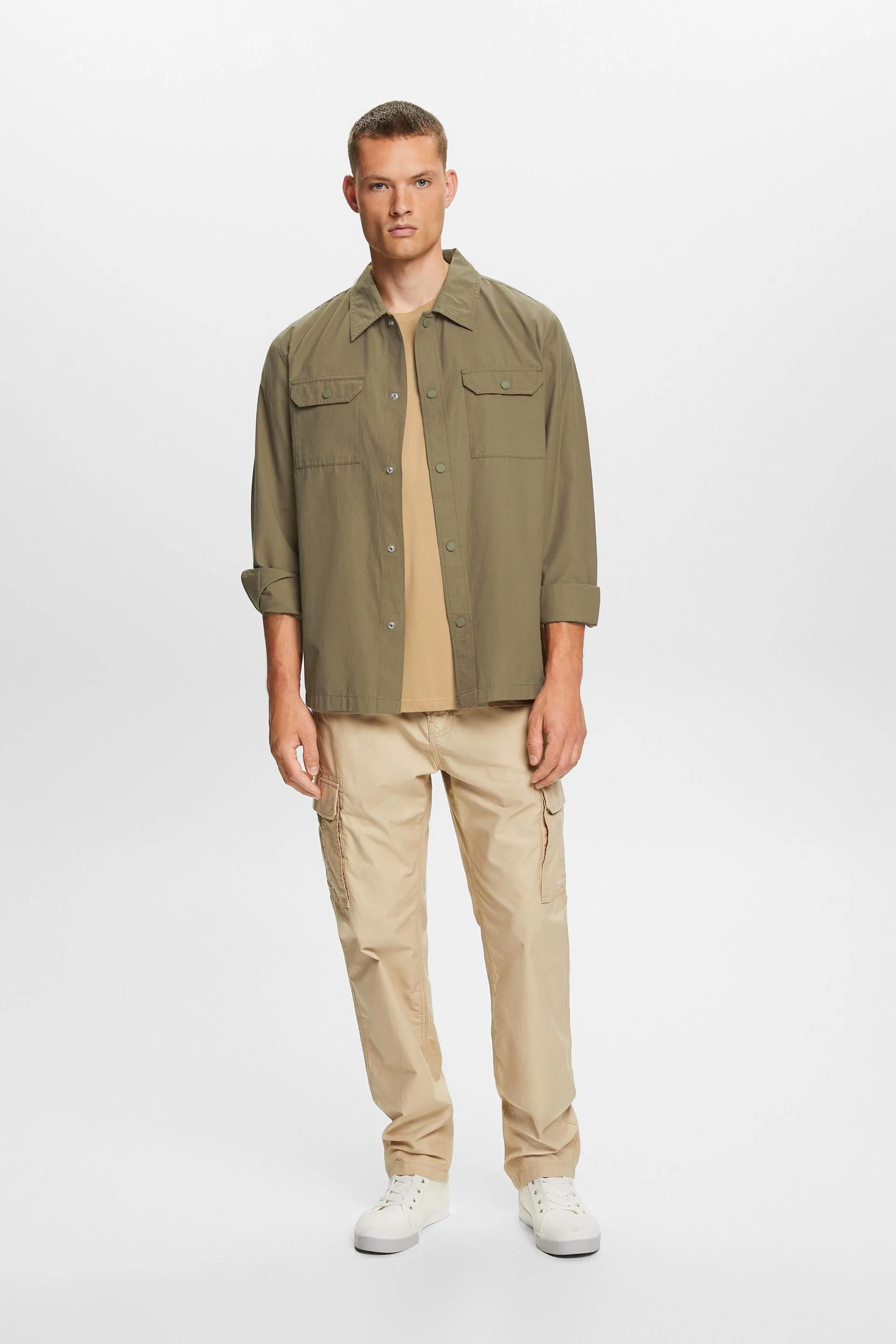 Camisa estilo militar, mezcla de algodón