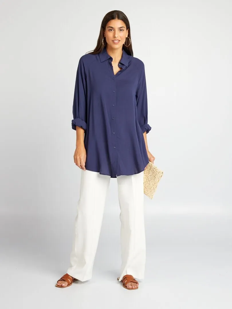 CAMISA LARGA FLUIDA  AZUL