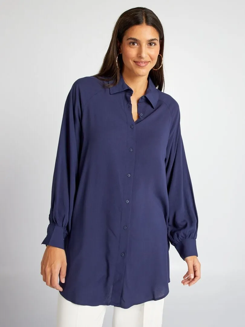 CAMISA LARGA FLUIDA  AZUL