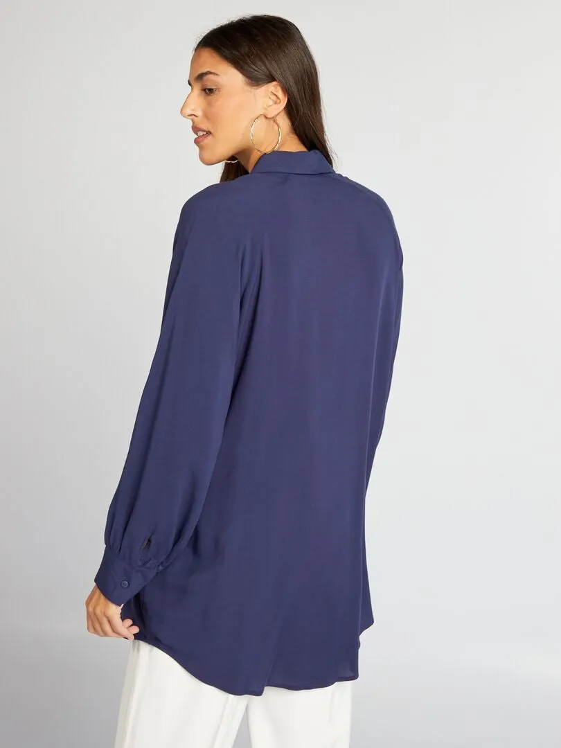 CAMISA LARGA FLUIDA  AZUL