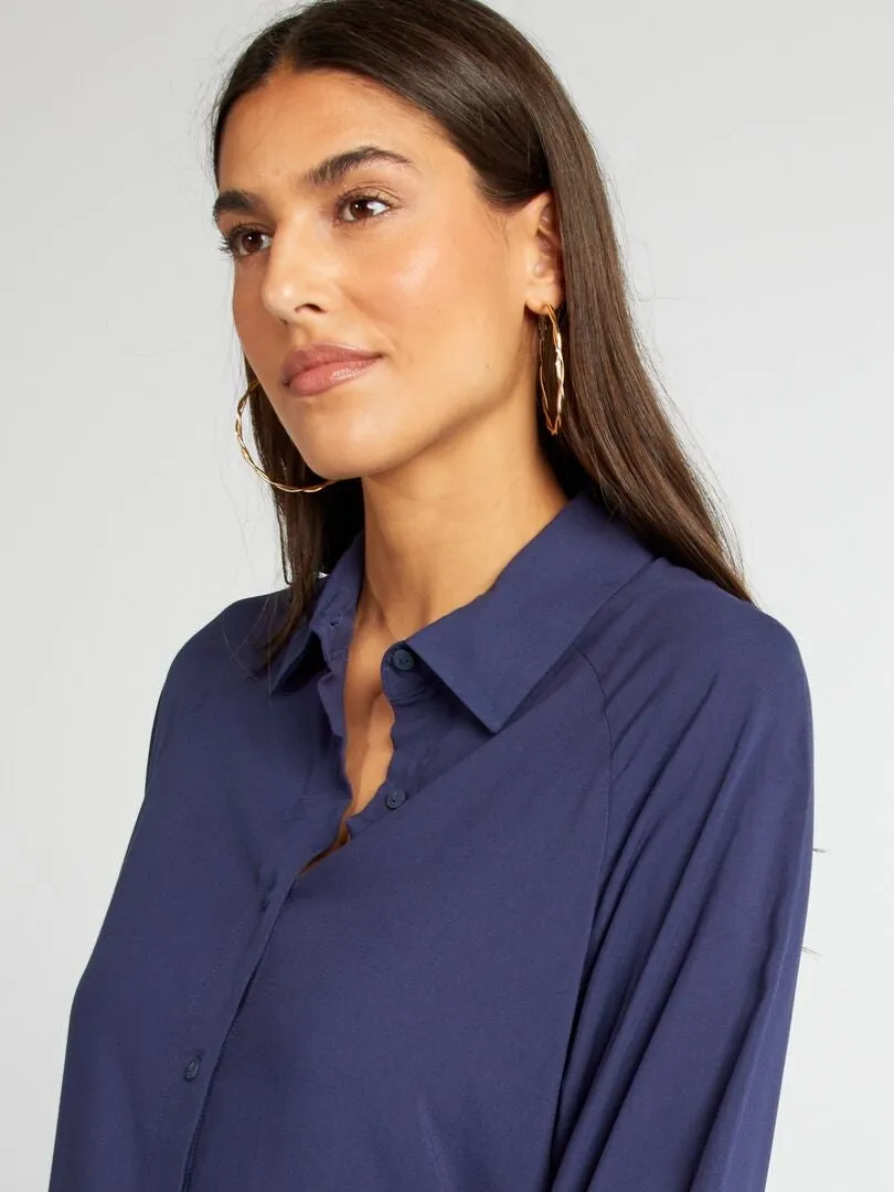 CAMISA LARGA FLUIDA  AZUL