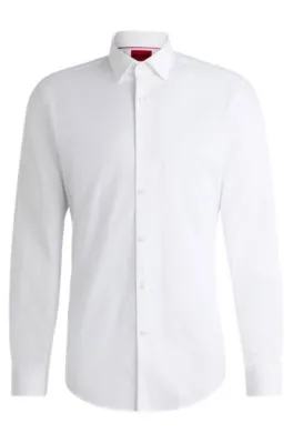 Camisa slim fit en popelín de algodón de planchado fácil