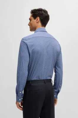 Camisa slim fit en punto técnico elástico estampado