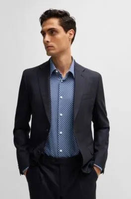 Camisa slim fit en punto técnico elástico estampado