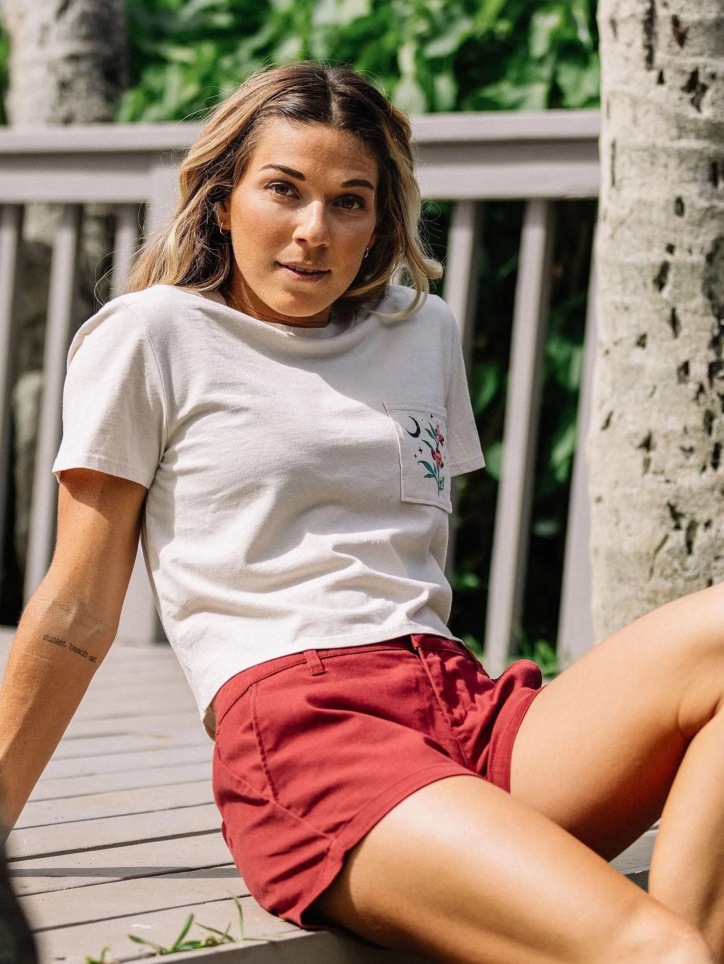 CAMISA VOLCOM POCKET DIAL  BONE  WOMEN´S