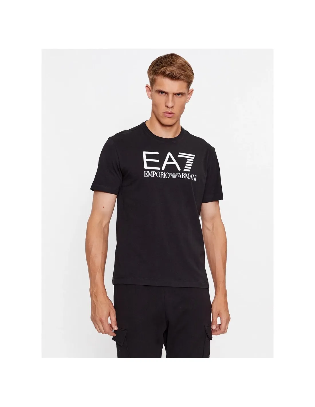 CAMISETA ARMANI NEGRA LOGO FRONTAL  ECOOL