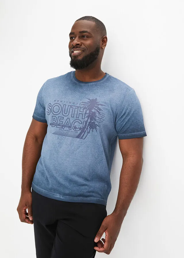 Camiseta con efecto desgastado índigo