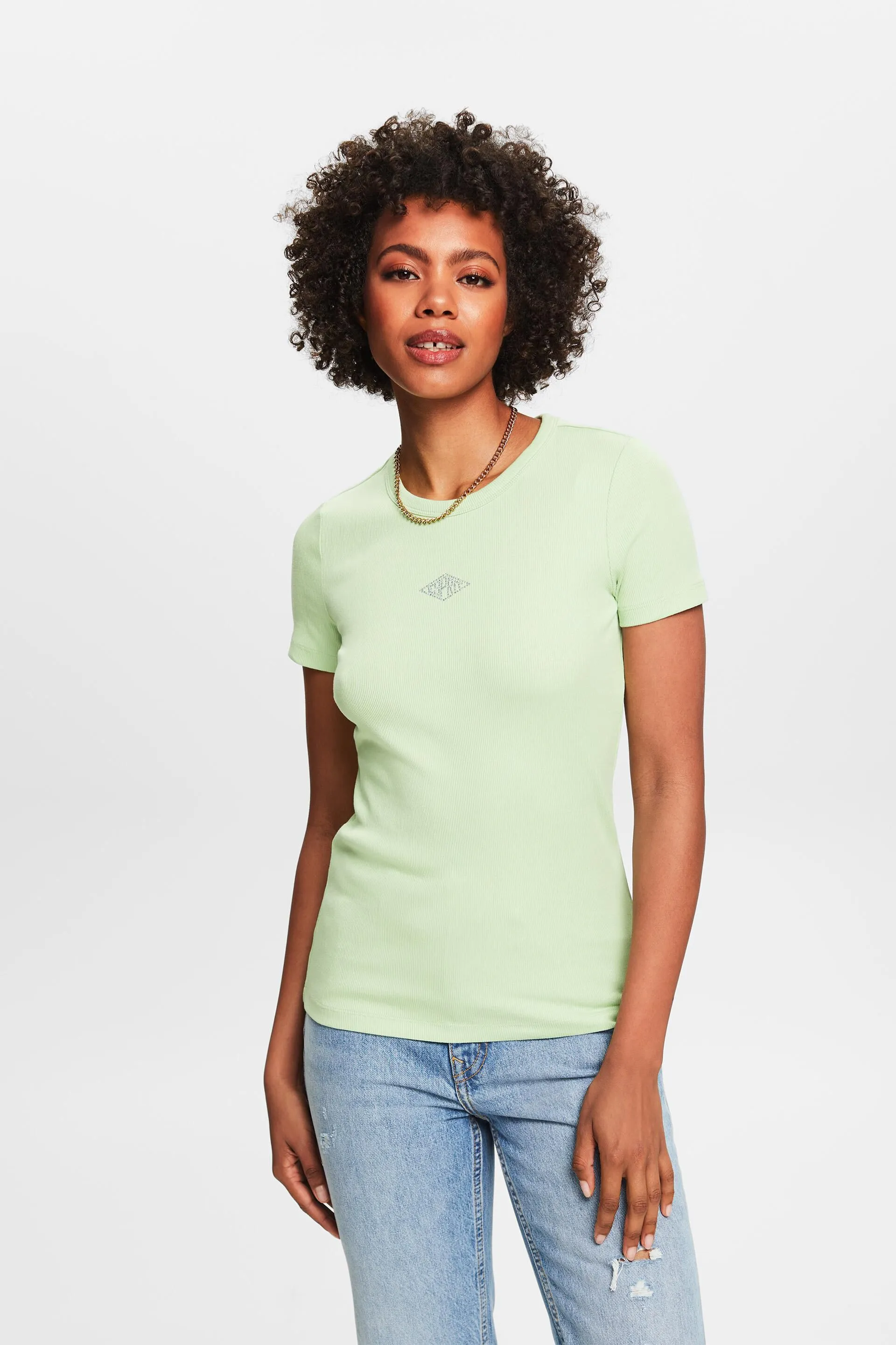 Camiseta con logotipo de strass