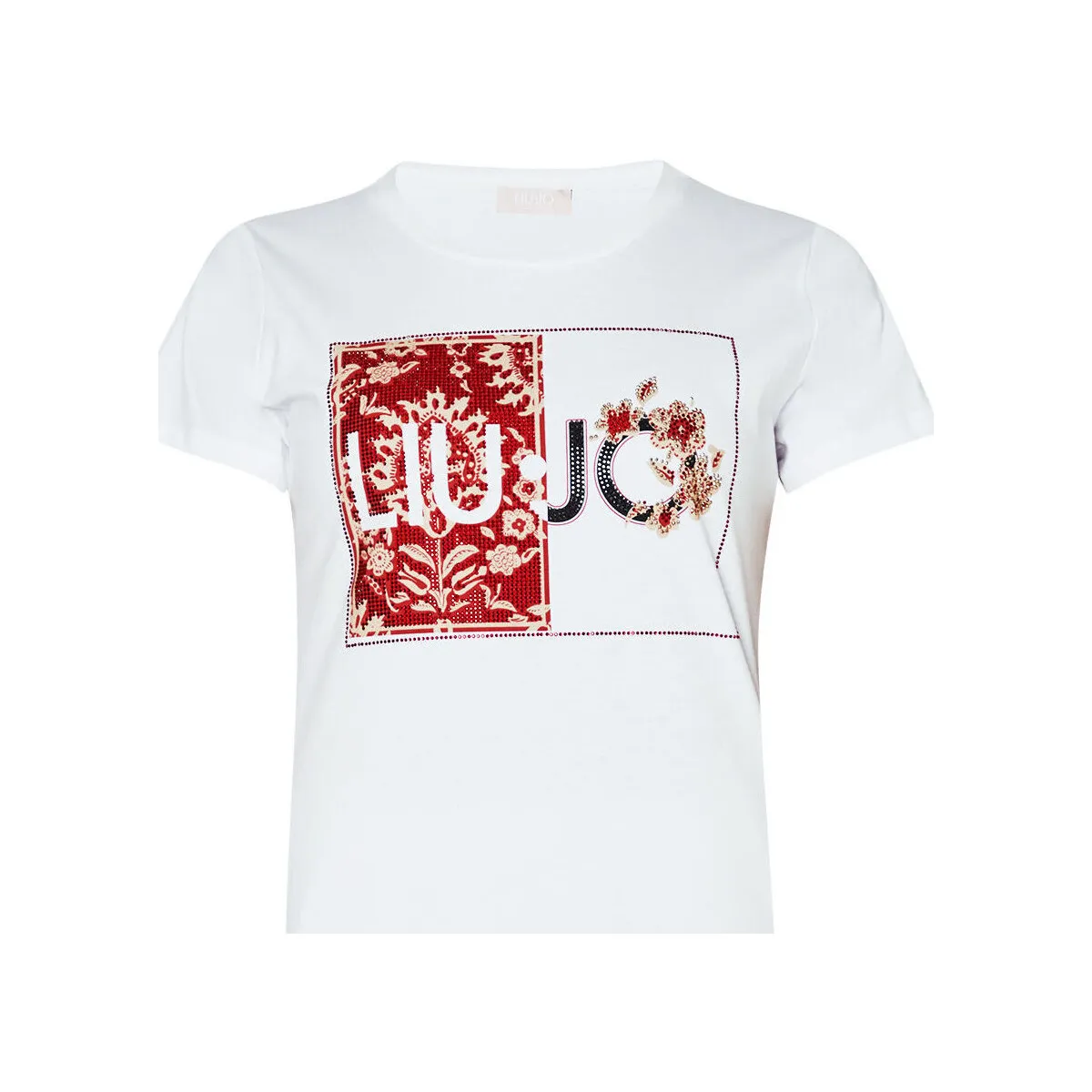 Camiseta con logotipo y strass