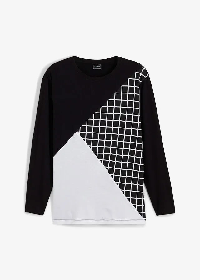CAMISETA DE MANGA LARGA NEGROBLANCO CON ESTAMPADO GRáFICO