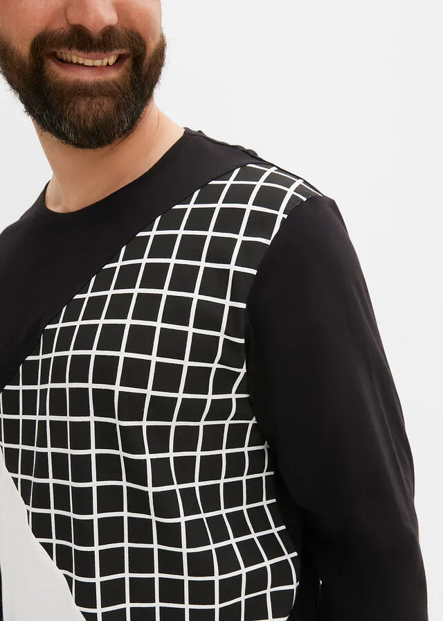 CAMISETA DE MANGA LARGA NEGROBLANCO CON ESTAMPADO GRáFICO