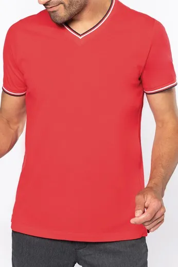Camiseta de punto piqué con cuello de pico de hombre