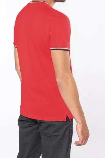 Camiseta de punto piqué con cuello de pico de hombre
