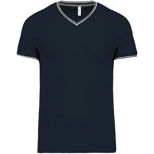 Camiseta de punto piqué con cuello de pico de hombre
