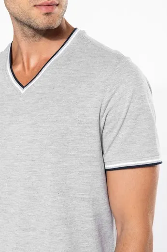 Camiseta de punto piqué con cuello de pico de hombre