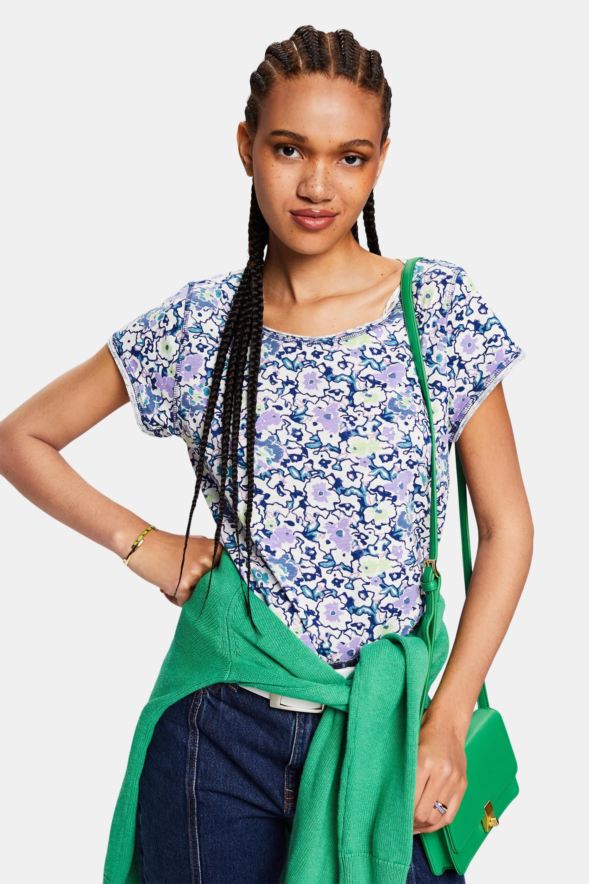 Camiseta estampada con borde enrollado