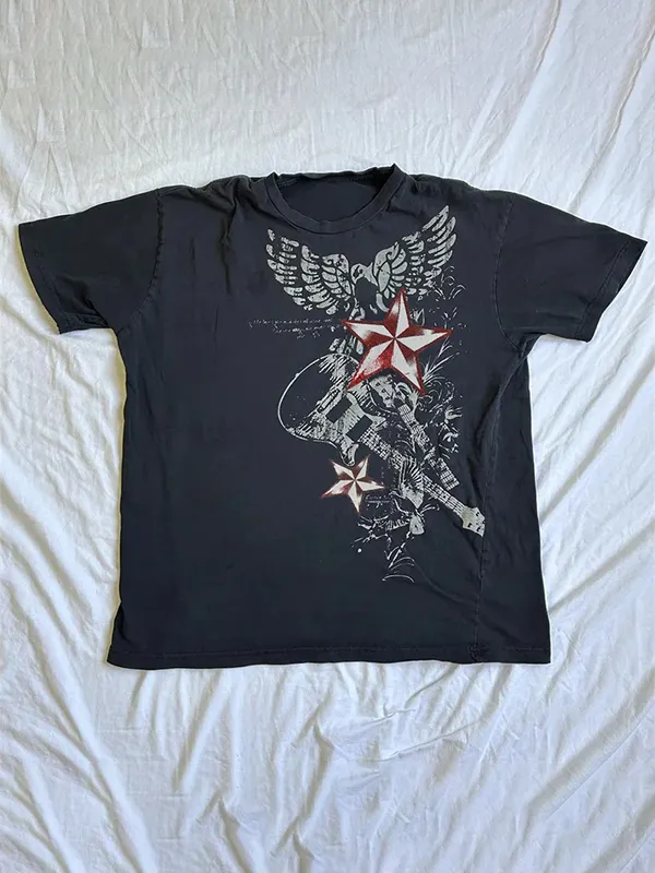Camiseta extragrande de manga corta con estampado de estrellas