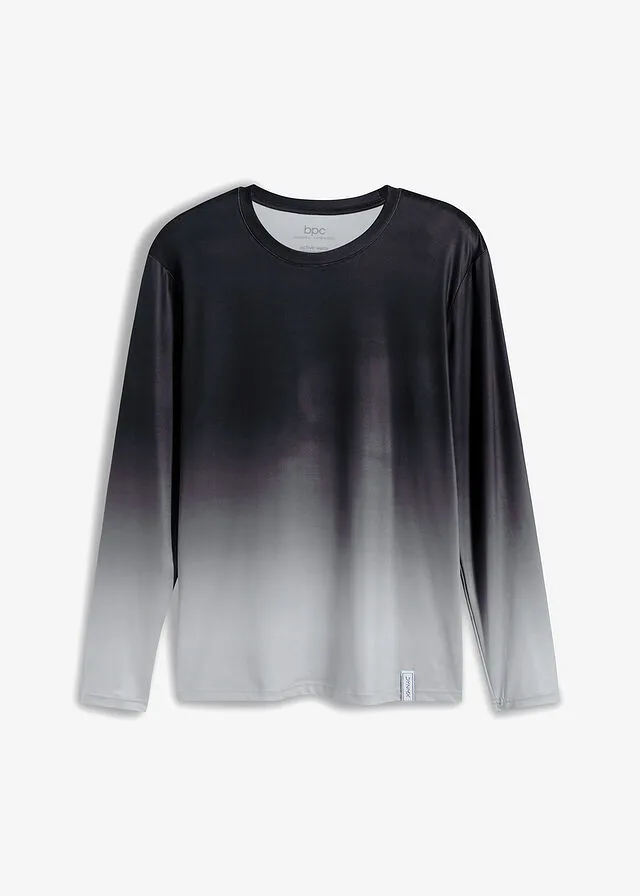 Camiseta funcional con degradado de color, de manga larga Negro