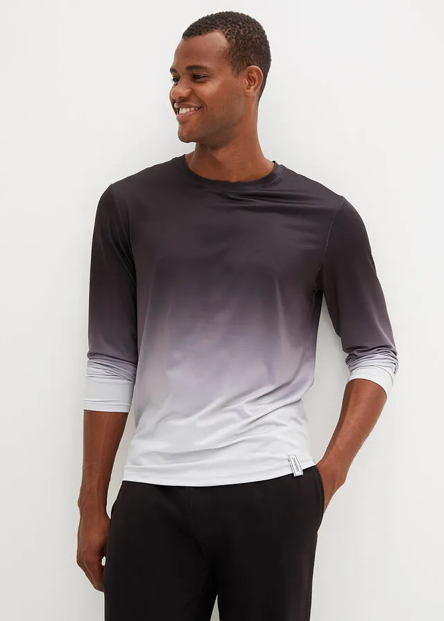 Camiseta funcional con degradado de color, de manga larga Negro