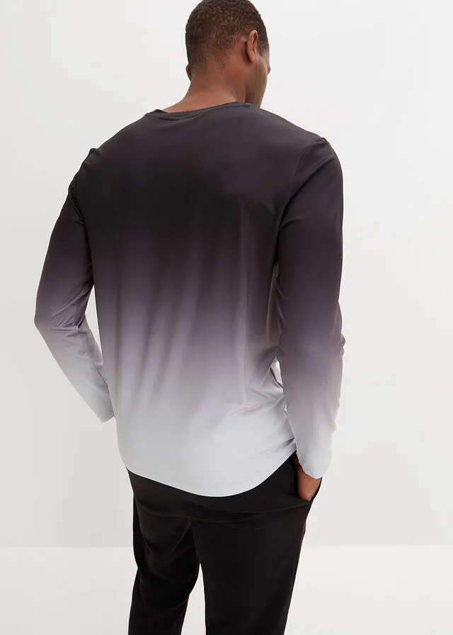 Camiseta funcional con degradado de color, de manga larga Negro