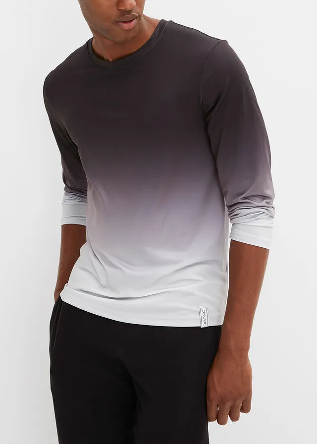 Camiseta funcional con degradado de color, de manga larga Negro