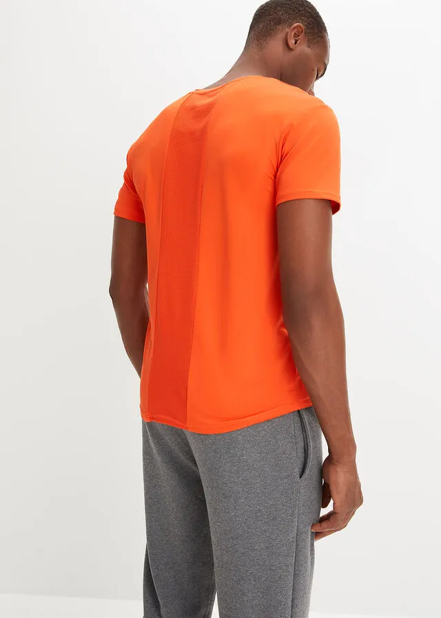 Camiseta funcional con inserto de malla naranja sanguina