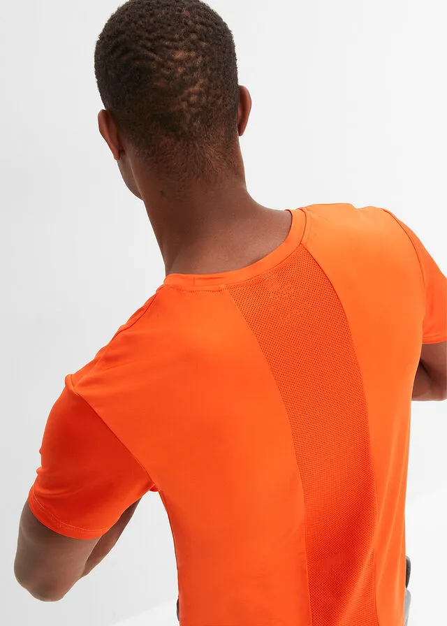 Camiseta funcional con inserto de malla naranja sanguina