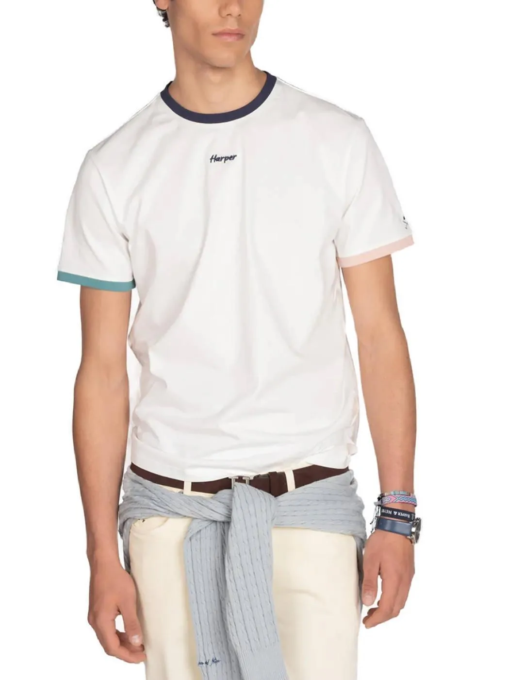 Camiseta Harper Malibú blanca manga corta colores hombre