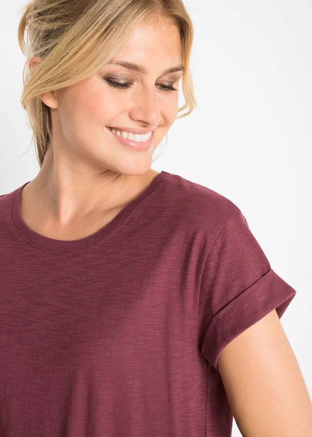Camiseta larga estilo boxy de manga corta Rojo