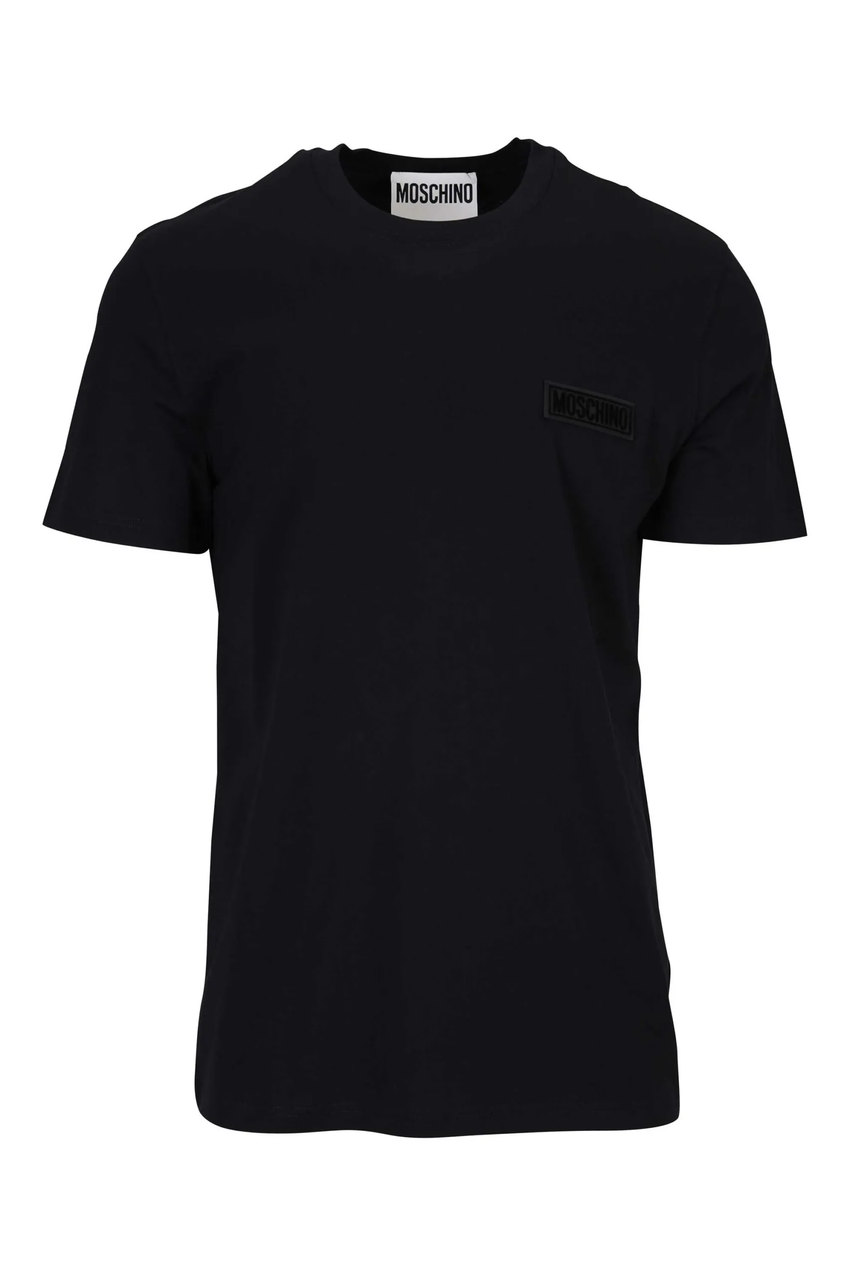 Camiseta negra con minilogo etiqueta blanca