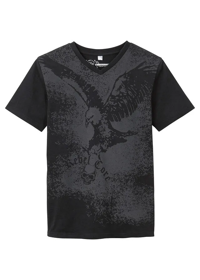 Camiseta Negro estampado