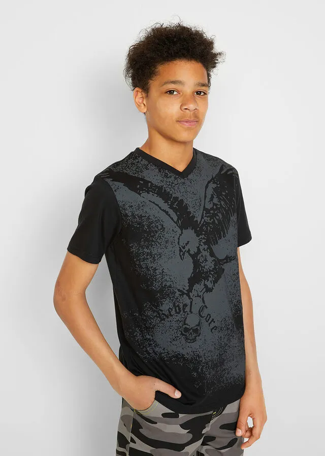 Camiseta Negro estampado