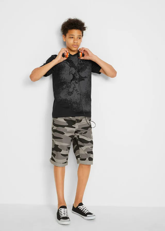 Camiseta Negro estampado