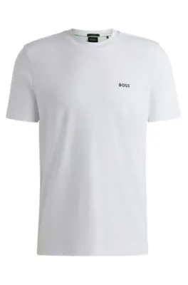 Camiseta regular fit de algodón elástico con logo en contraste