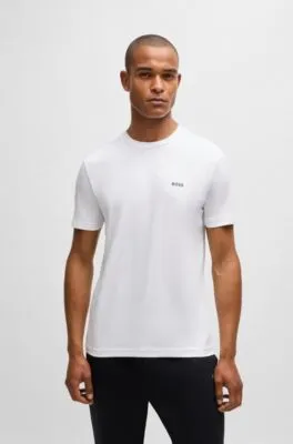 Camiseta regular fit de algodón elástico con logo en contraste