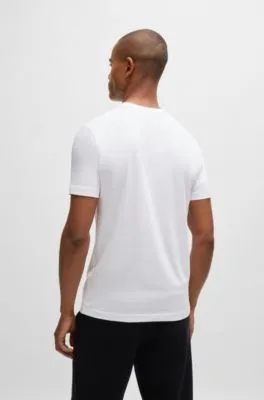 Camiseta regular fit de algodón elástico con logo en contraste