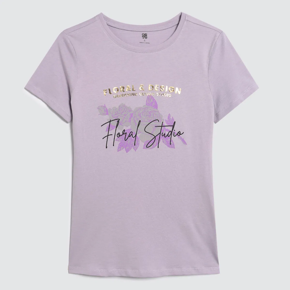 Camiseta Rosas Con Efecto Metalizado