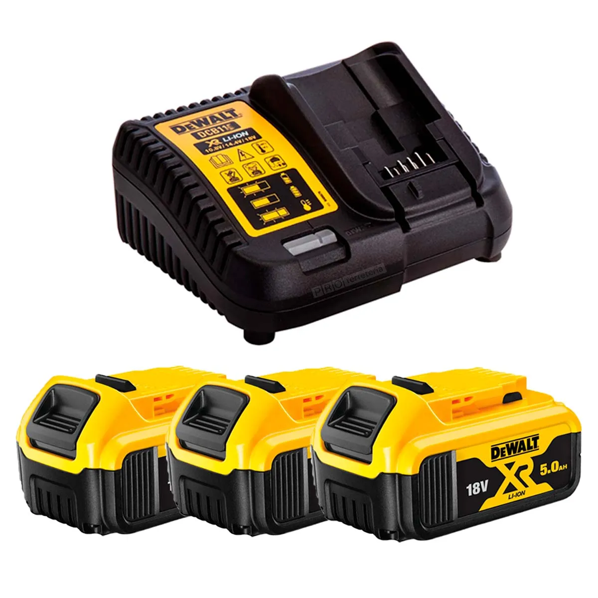 CARGADOR Y 3 BATERIAS DEWALT XR 18V 5AH REF. DCB115P3QW