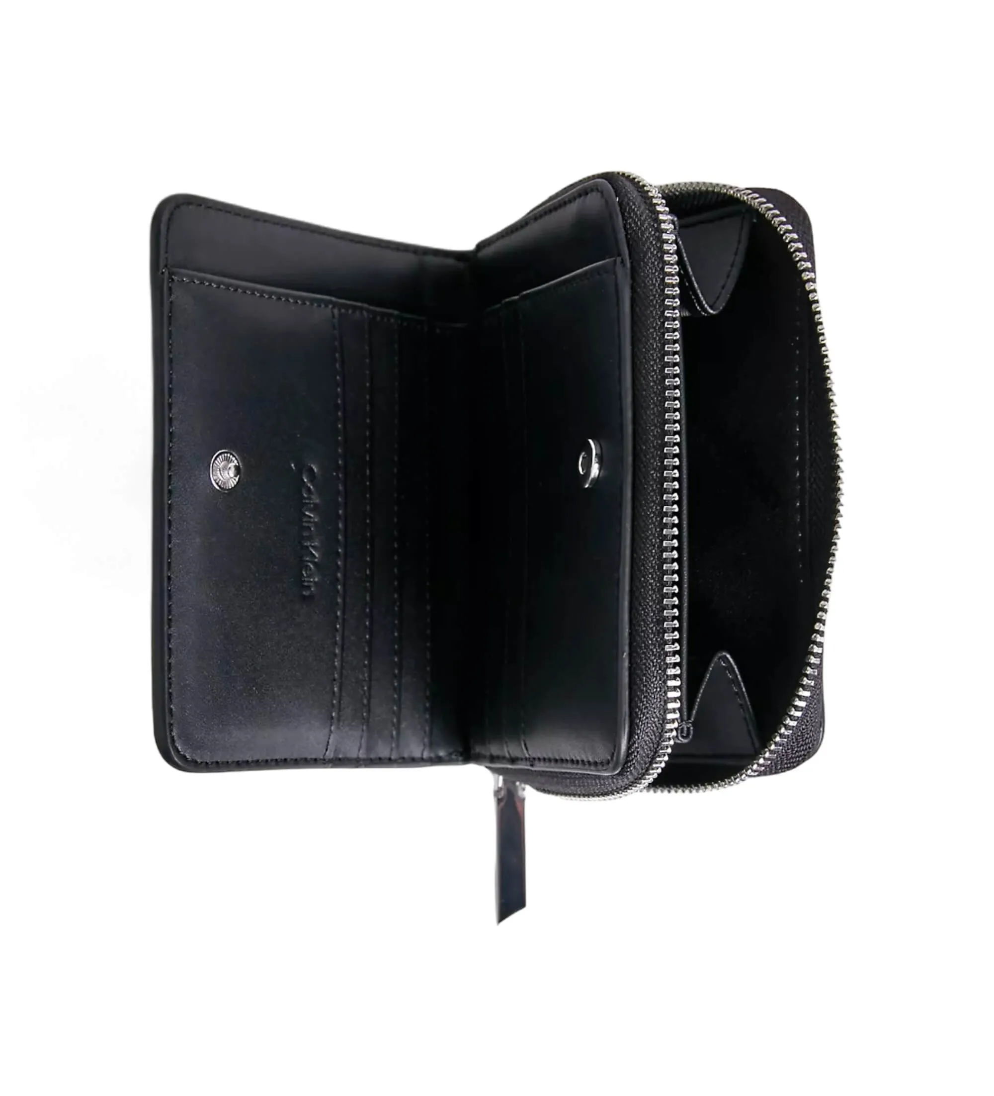 Cartera de piel con cremallera en el contorno con RFID negro