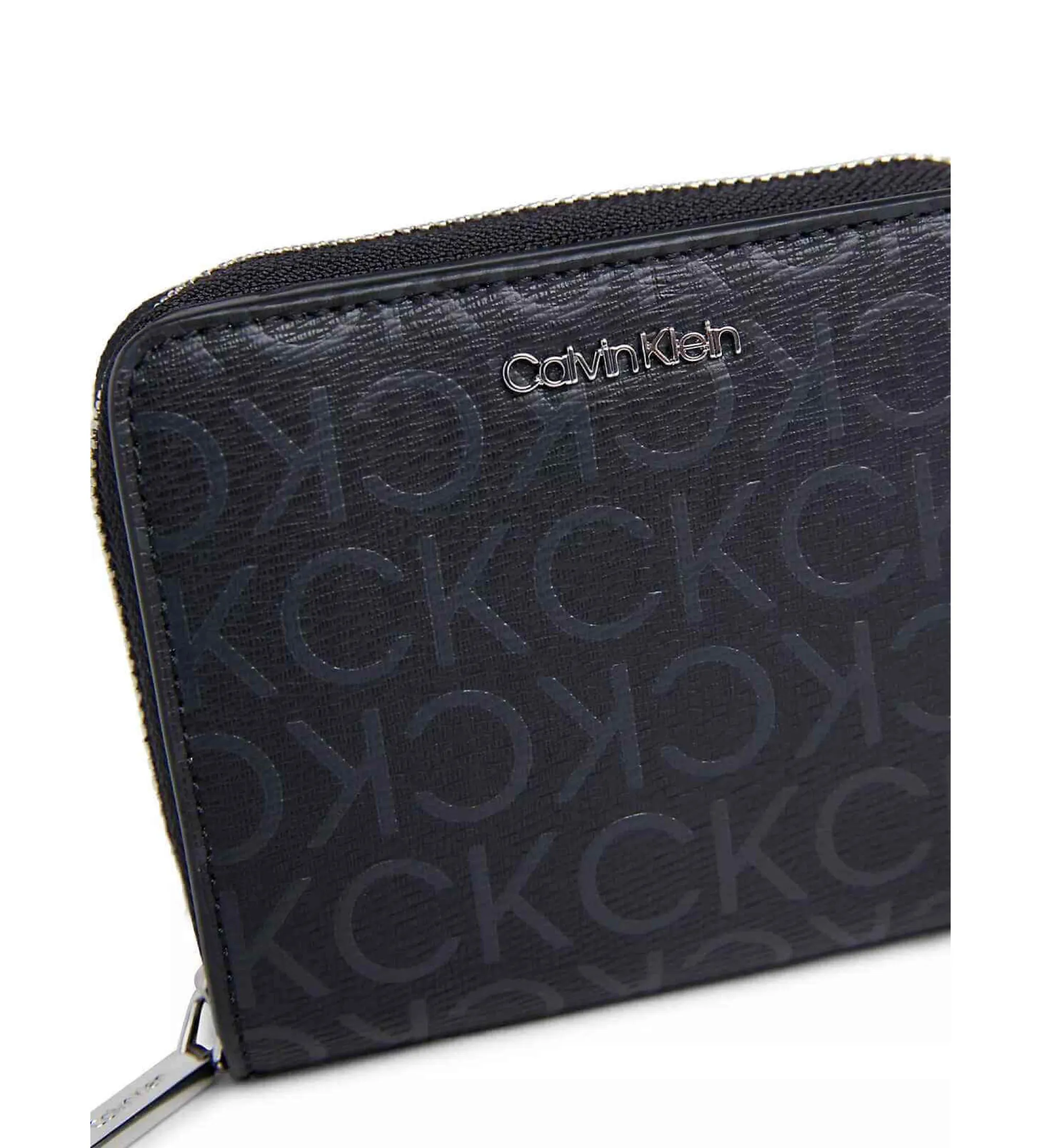 Cartera de piel con cremallera en el contorno con RFID negro