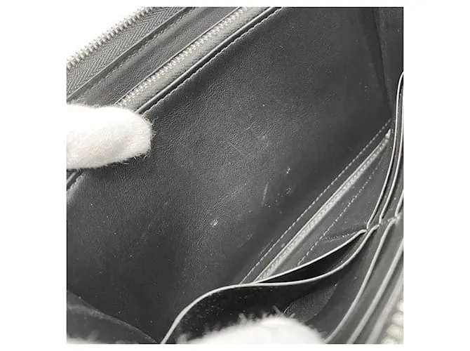Cartera larga de cuero negro Bottega Veneta 