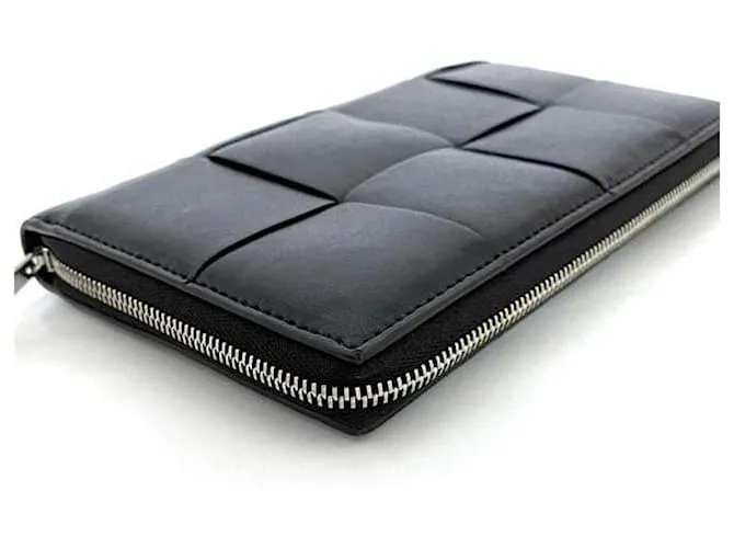 Cartera larga de cuero negro Bottega Veneta 