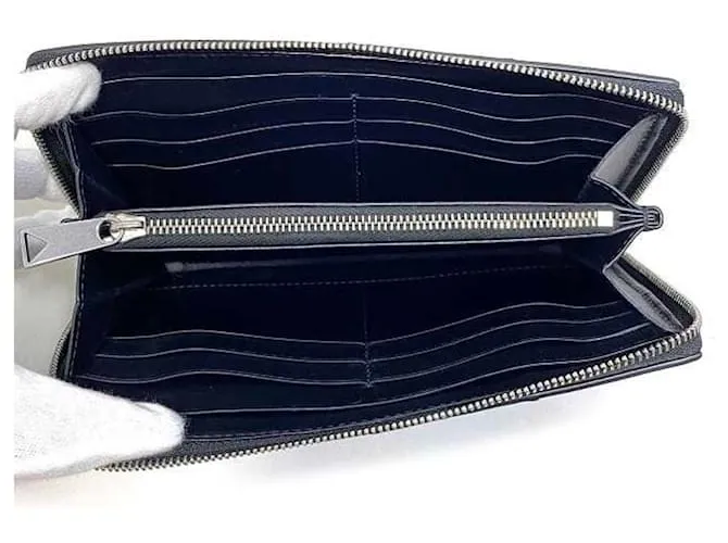 Cartera larga de cuero negro Bottega Veneta 