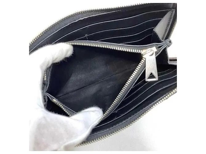 Cartera larga de cuero negro Bottega Veneta 