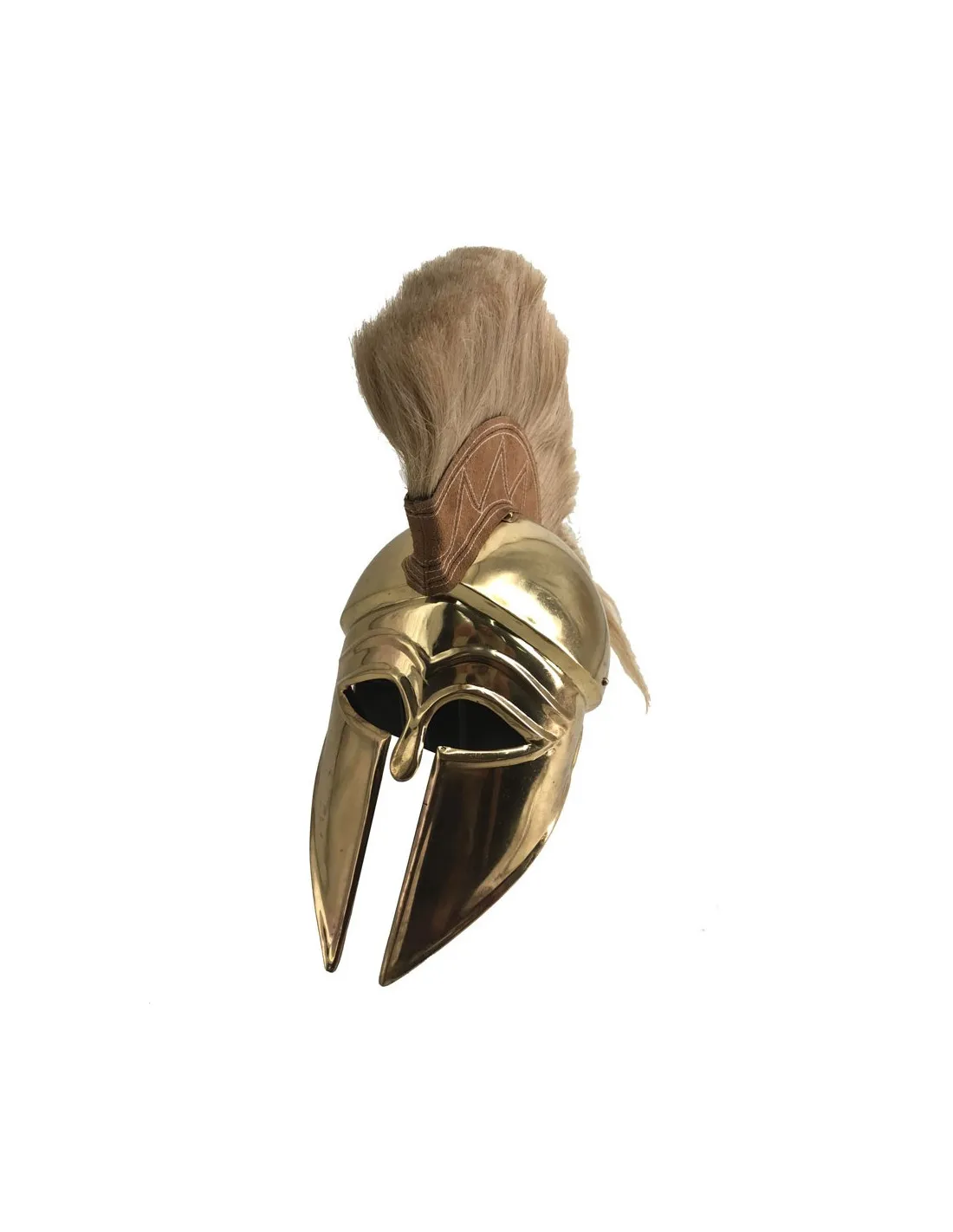 Casco griego corintio con penacho