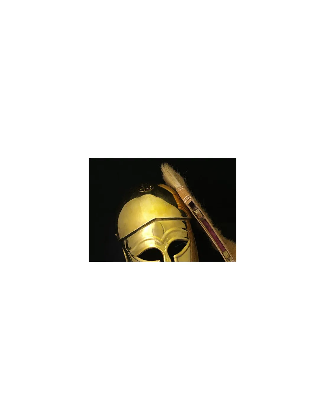 Casco griego corintio con penacho