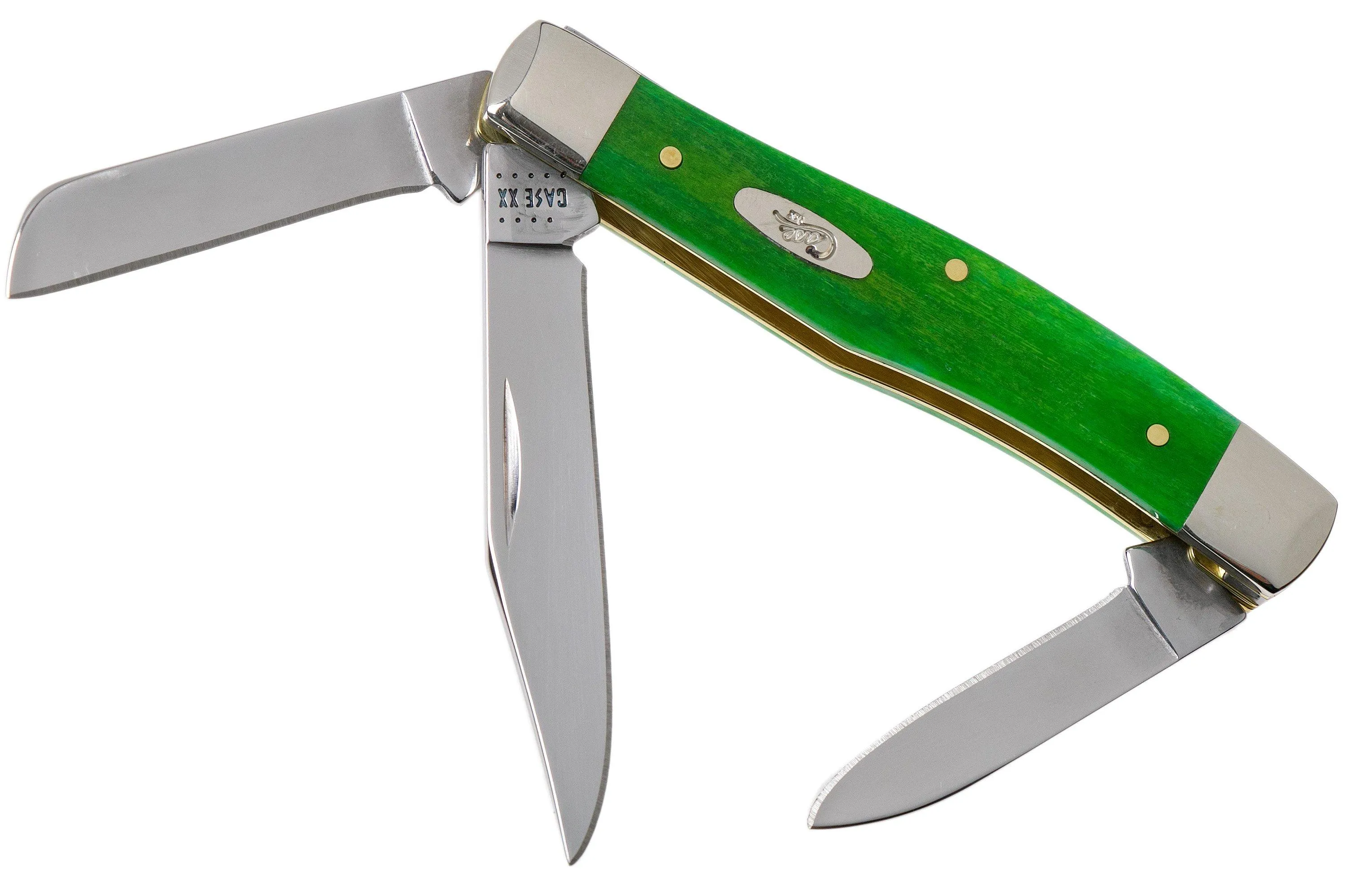 Case Medium Stockman Brilliant Green Bone, Smooth, 52821, 63032 SS navaja