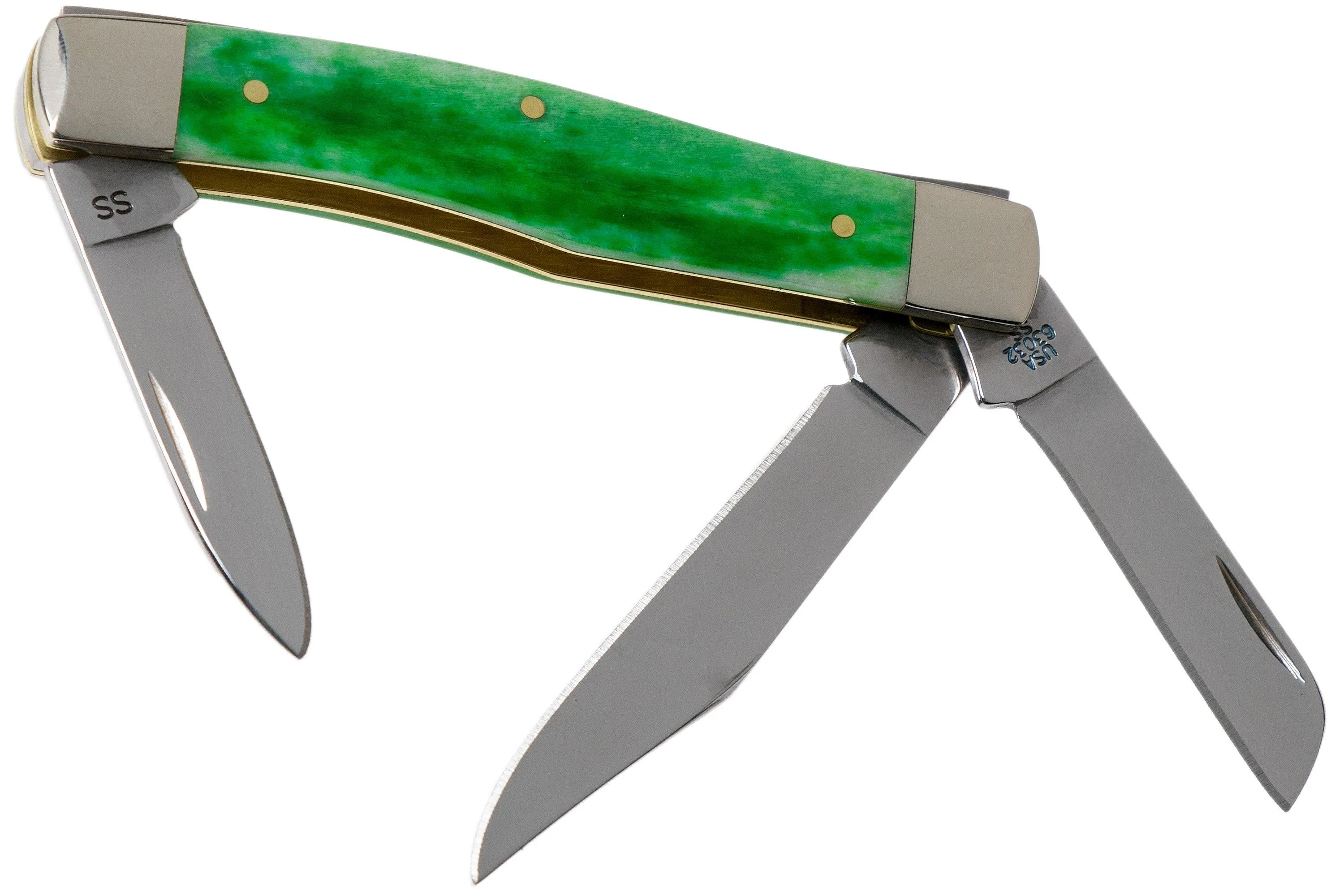 Case Medium Stockman Brilliant Green Bone, Smooth, 52821, 63032 SS navaja