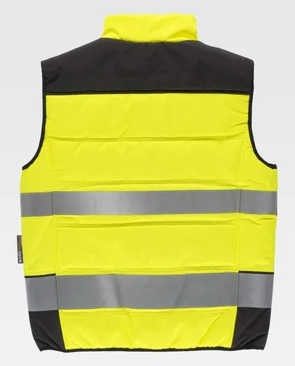 Cazadora acolchada combinada reflectantes Amarillo / Negro