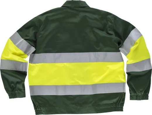 Cazadora con 2 cintas de Alta Visibilidad Verde Oscuro / Amarillo